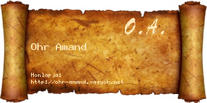 Ohr Amand névjegykártya